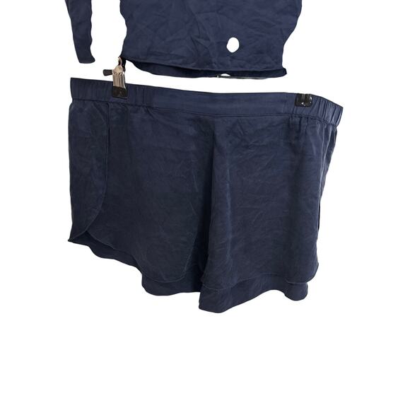 Lunya Pajama Set Womens Large Washable Silk Tank Shorts Deep Navy Blue Sleep PJs - Picture 5 of 9